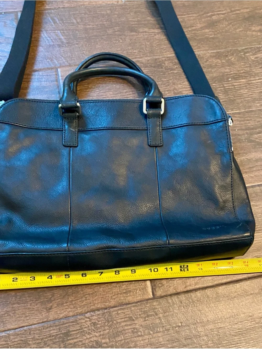 FOSSIL MERCER Double Zip Workbag Briefcase Messenger Crossbody Black Leather